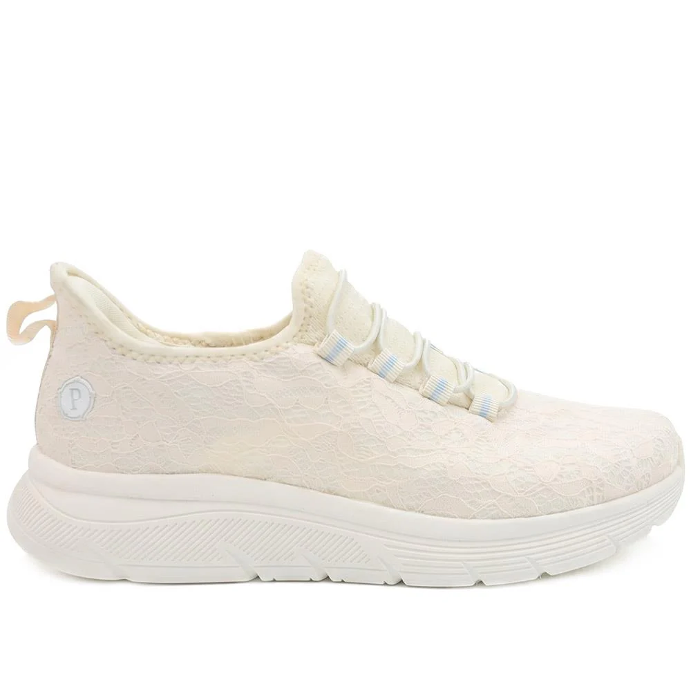 Easy Step In Wide Fit Memory Foam Trainers - BOJIE43024 / 329 532 - Off White - Image 3