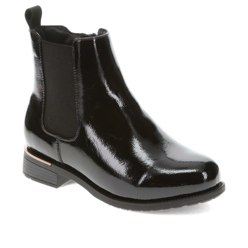 EasyFit Block-Heel Ankle Boots - CARELLA / 326 122 - Black Patent