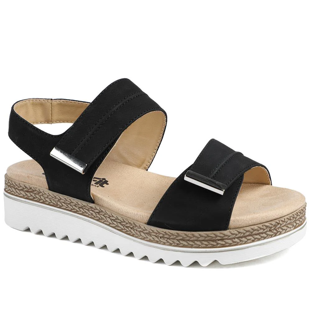EasyFit Catena Extra Wide Touch Fasten Sandals - CATENA / 329 163 - Black