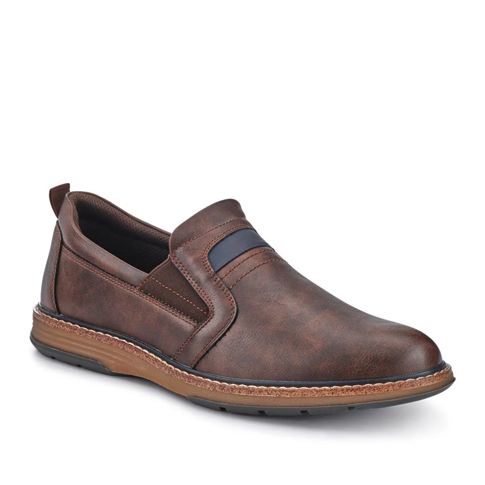 Wide Fit Elasticated Slip-On Shoes - JIAHU41001 / 327 497 - Dark Brown