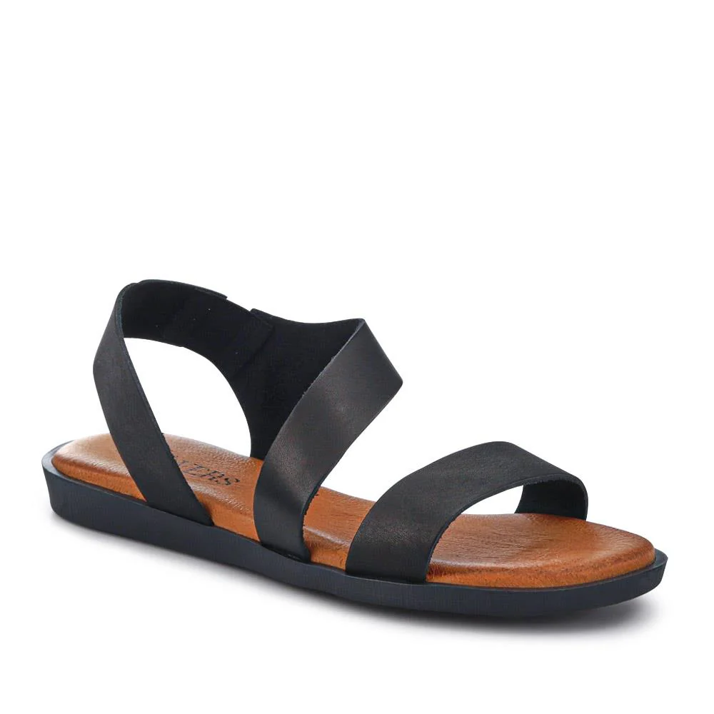 Elasticated Leather Sandals - PERSI41000 / 327 542 - Black
