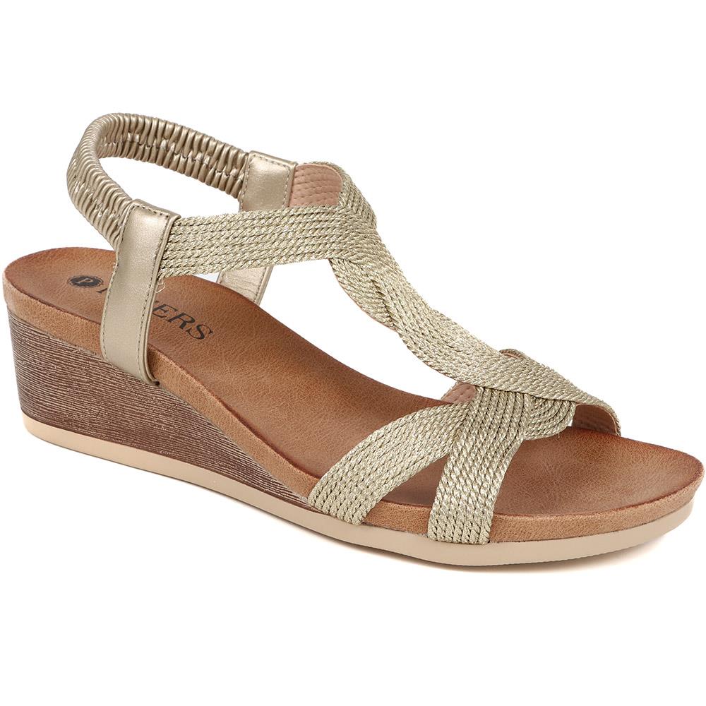 Elasticated Slip-On Sandals  - BAIZH39073 / 325 103 - Gold