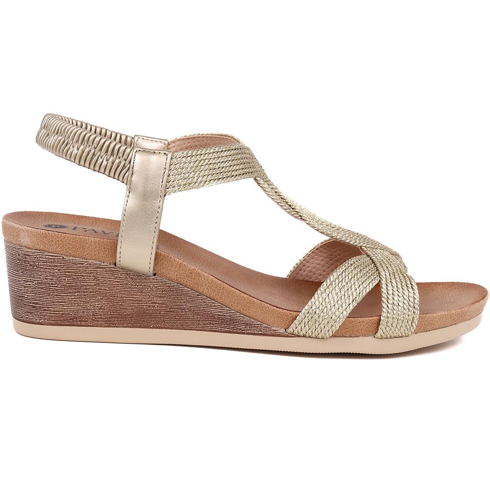 Elasticated Slip-On Sandals  - BAIZH39073 / 325 103 - Gold - Image 2