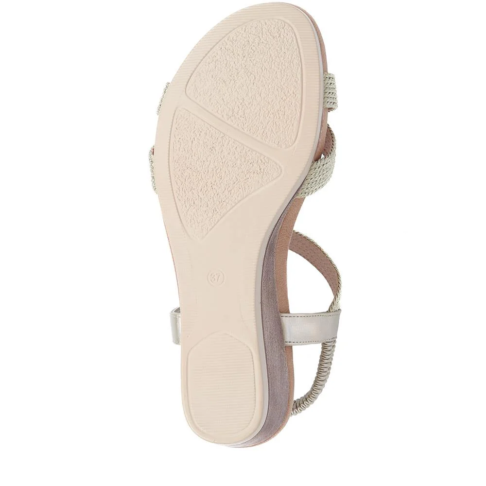 Elasticated Slip-On Sandals  - BAIZH39073 / 325 103 - Gold - Image 4