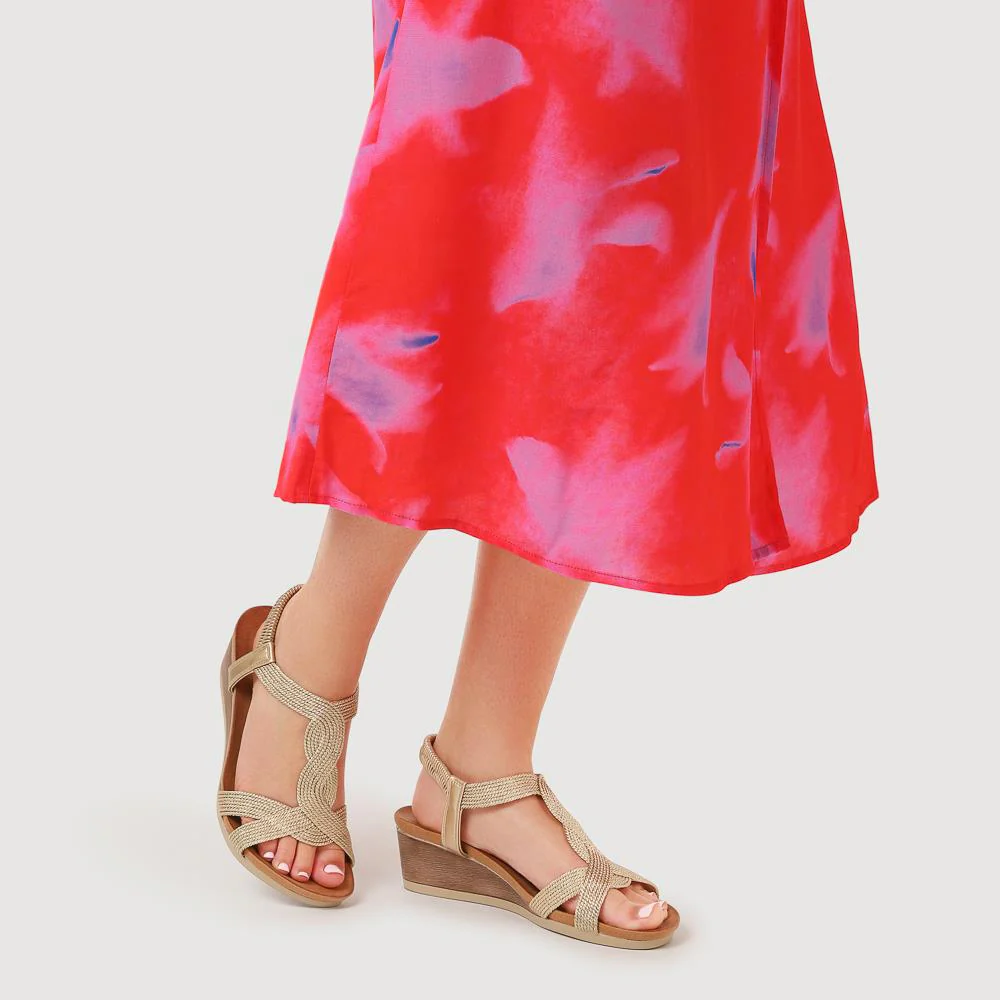 Elasticated Slip-On Sandals  - BAIZH39073 / 325 103 - Gold - Image 5