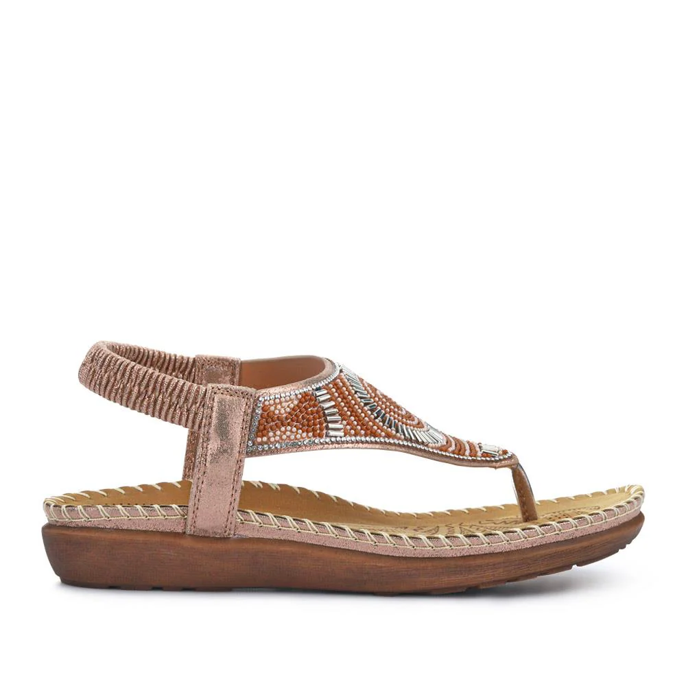 Elasticated Toe Post Sandals - BAIZH41028 / 327 078 - Rose Gold - Image 2