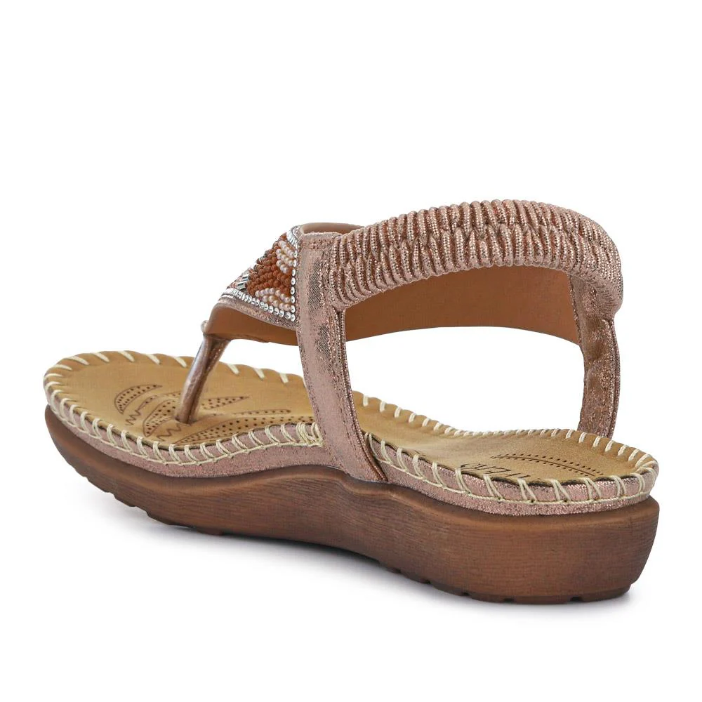 Elasticated Toe Post Sandals - BAIZH41028 / 327 078 - Rose Gold - Image 3