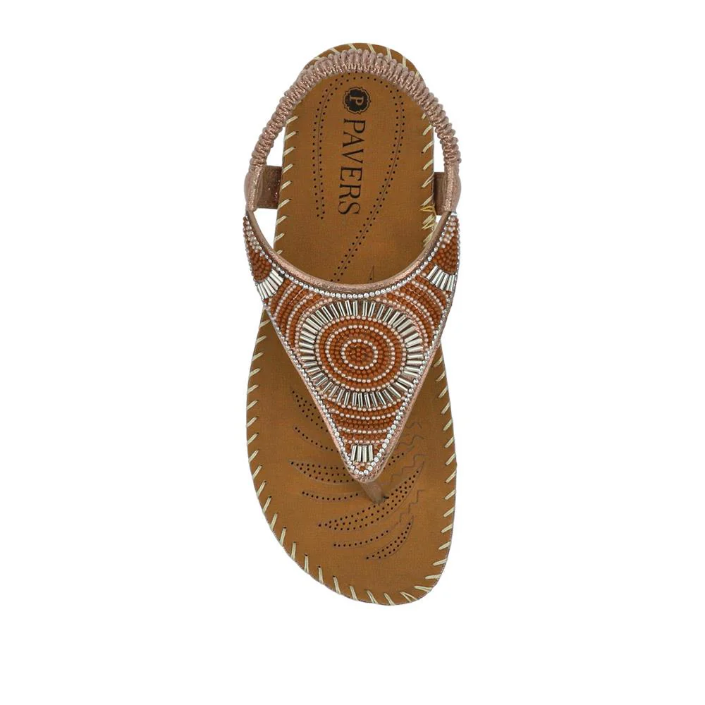 Elasticated Toe Post Sandals - BAIZH41028 / 327 078 - Rose Gold - Image 4