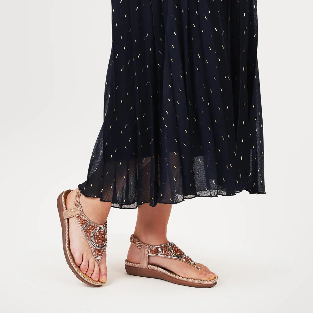 Elasticated Toe Post Sandals - BAIZH41028 / 327 078 - Rose Gold - Image 5
