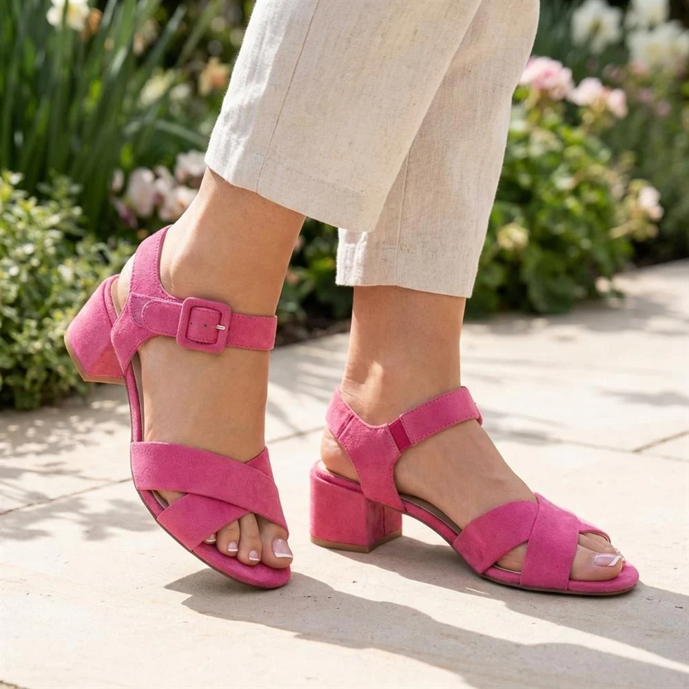 Elegant Block Heeled Sandals - WBINS41053 / 327 111 - Pink - Image 2