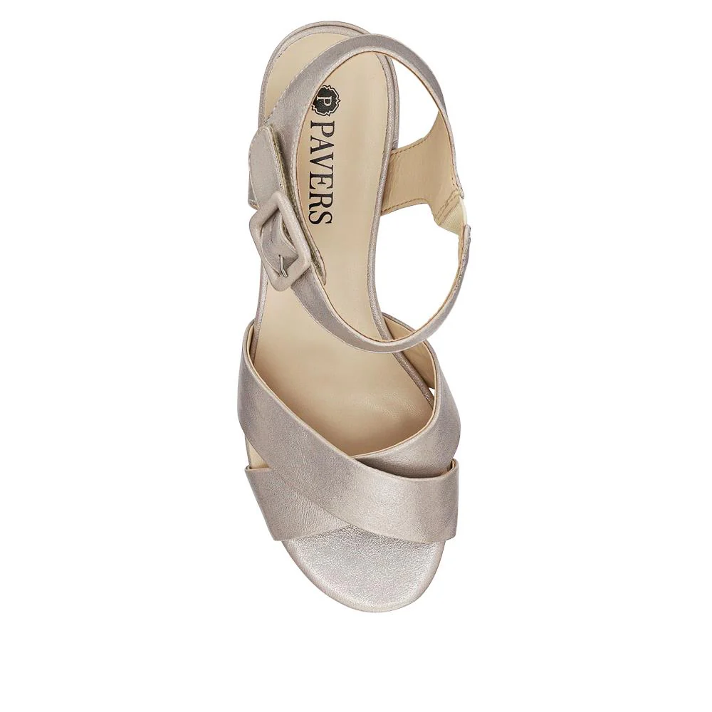Elegant Block Heeled Sandals - WBINS41053 / 327 111 - Silver Shimmer - Image 4