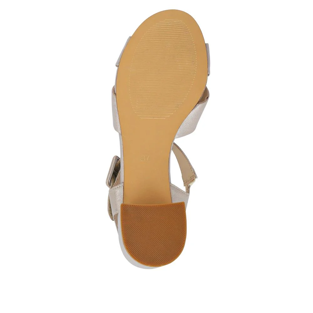 Elegant Block Heeled Sandals - WBINS41053 / 327 111 - Silver Shimmer - Image 5