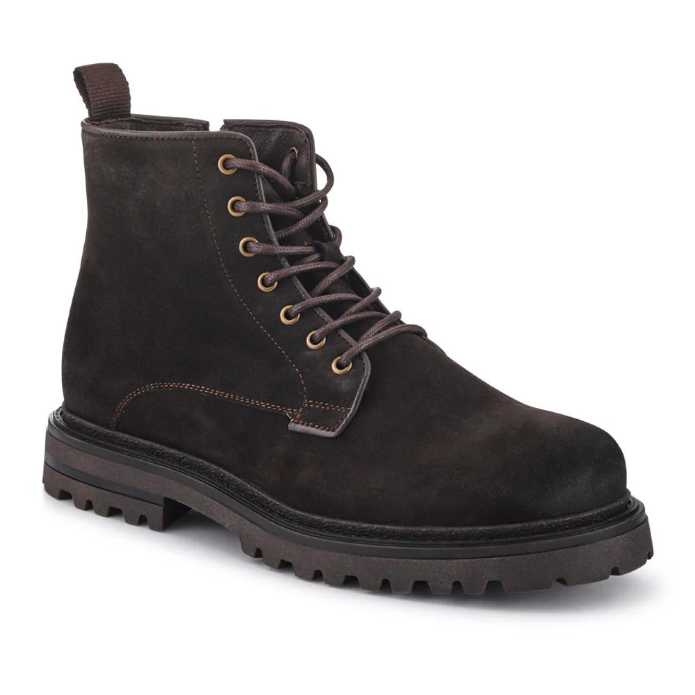 Elias Leather Lace-Up Boots - ELIAS / 328 080 - Dark Brown Suede