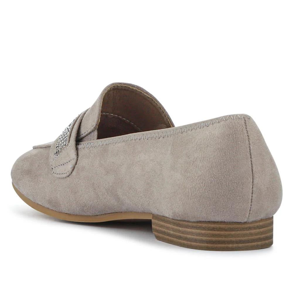 Embellished Block-Heeled Moccasins - PLAN41000 / 326 852 - Grey - Image 3