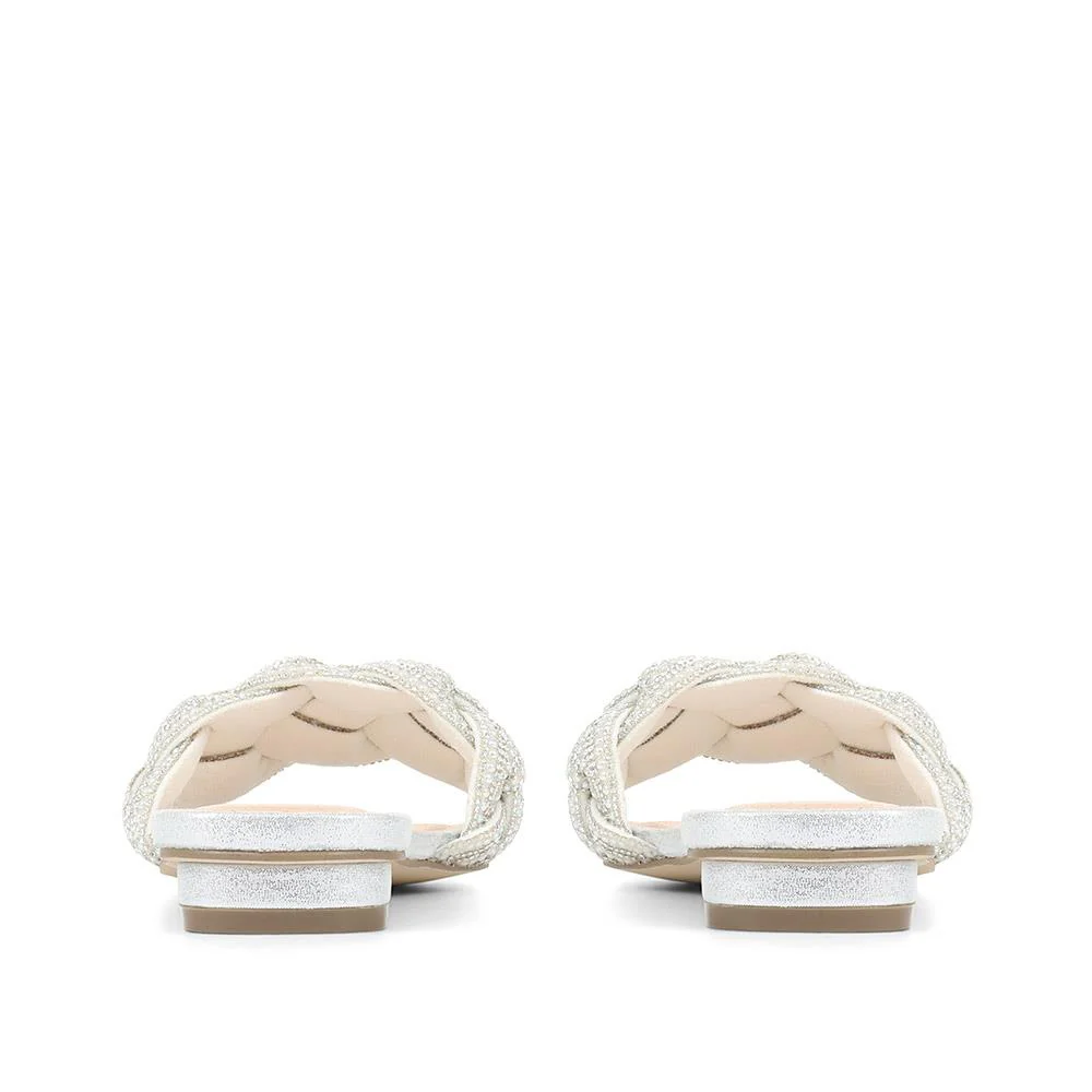 Embellished Mule Sandals - MENBU35512 / 321 871 - Silver - Image 3