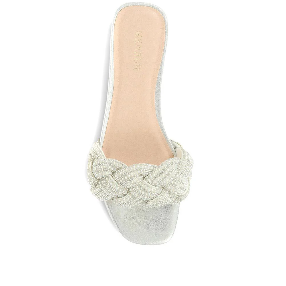 Embellished Mule Sandals - MENBU35512 / 321 871 - Silver - Image 4