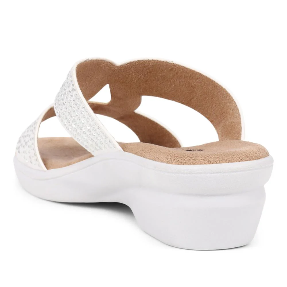 Embellished Mules Sandals - POLY39023 / 325 444 - White - Image 3