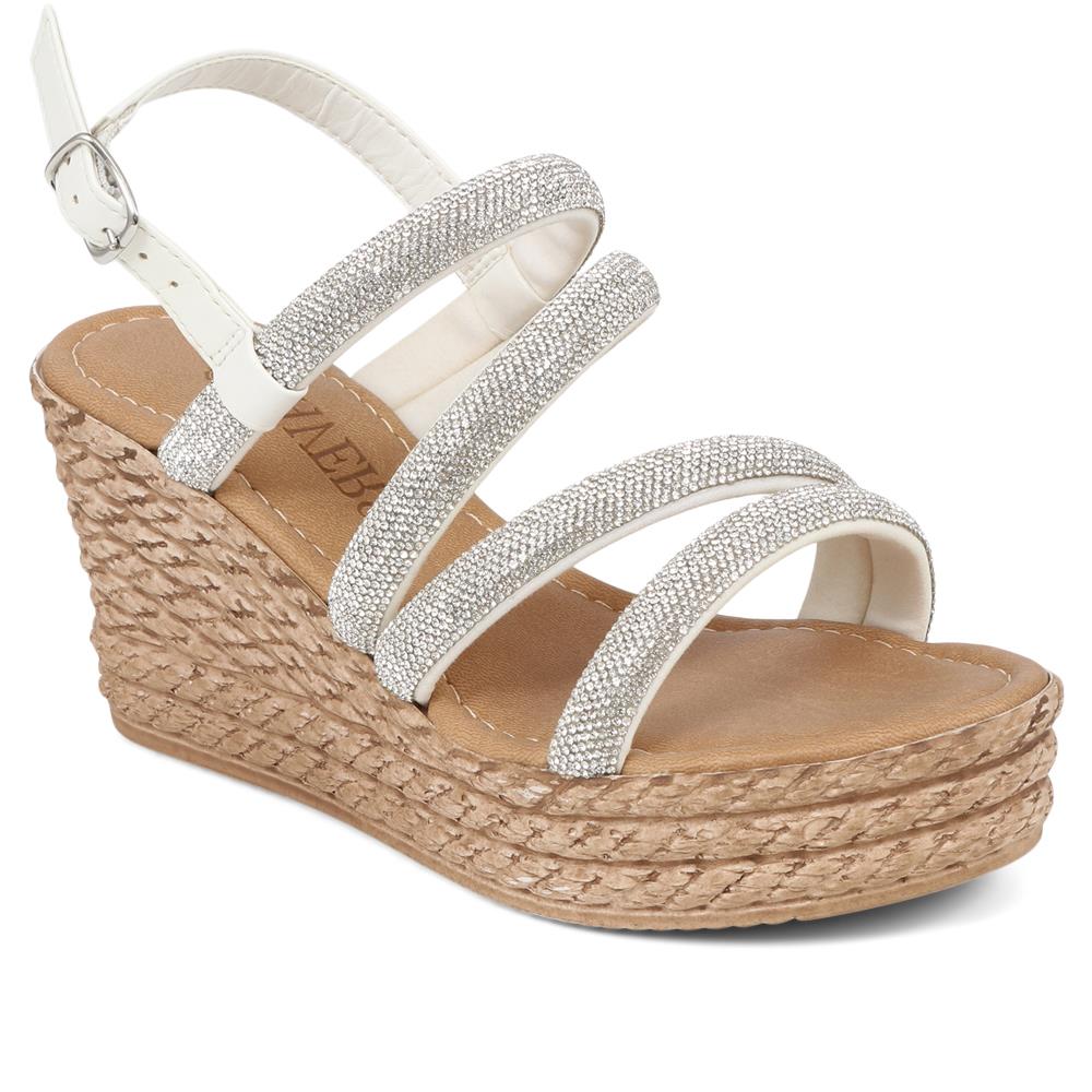 Embellished Platform Espadrilles  - CLUBS39007 / 325 320 - Silver