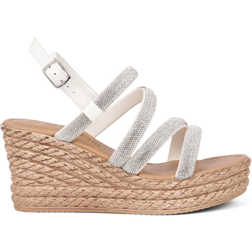 Embellished Platform Espadrilles  - CLUBS39007 / 325 320 - Silver - Image 2