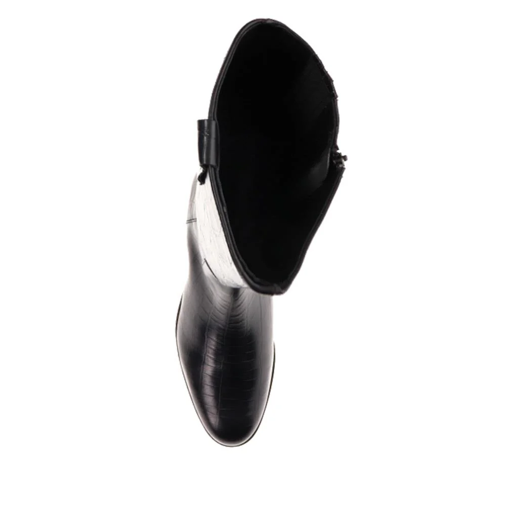 Emelia Medium Calf Fit Leather Boots  - EMELIAM / 326 210 - Black Croc - Image 5