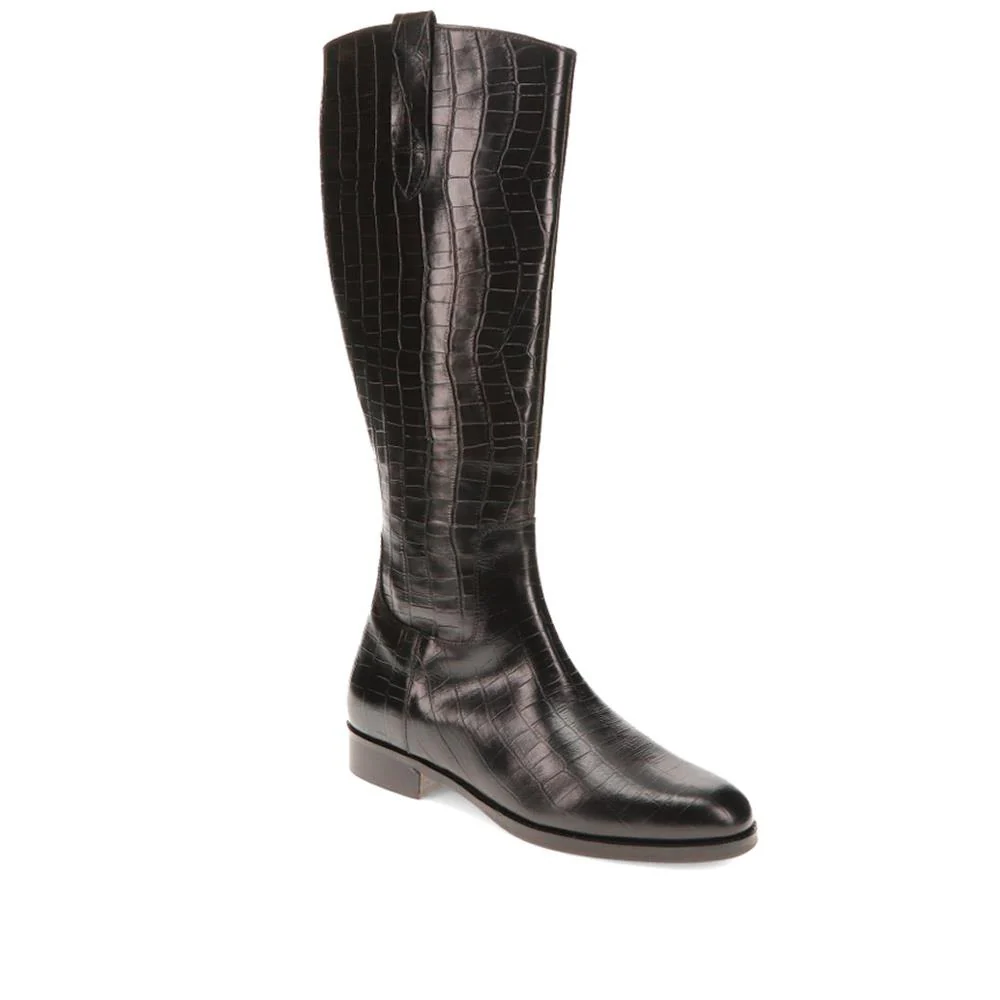 Emelia Small Calf Fit Leather Boots  - EMELIAS / 326 209 - Black Croc