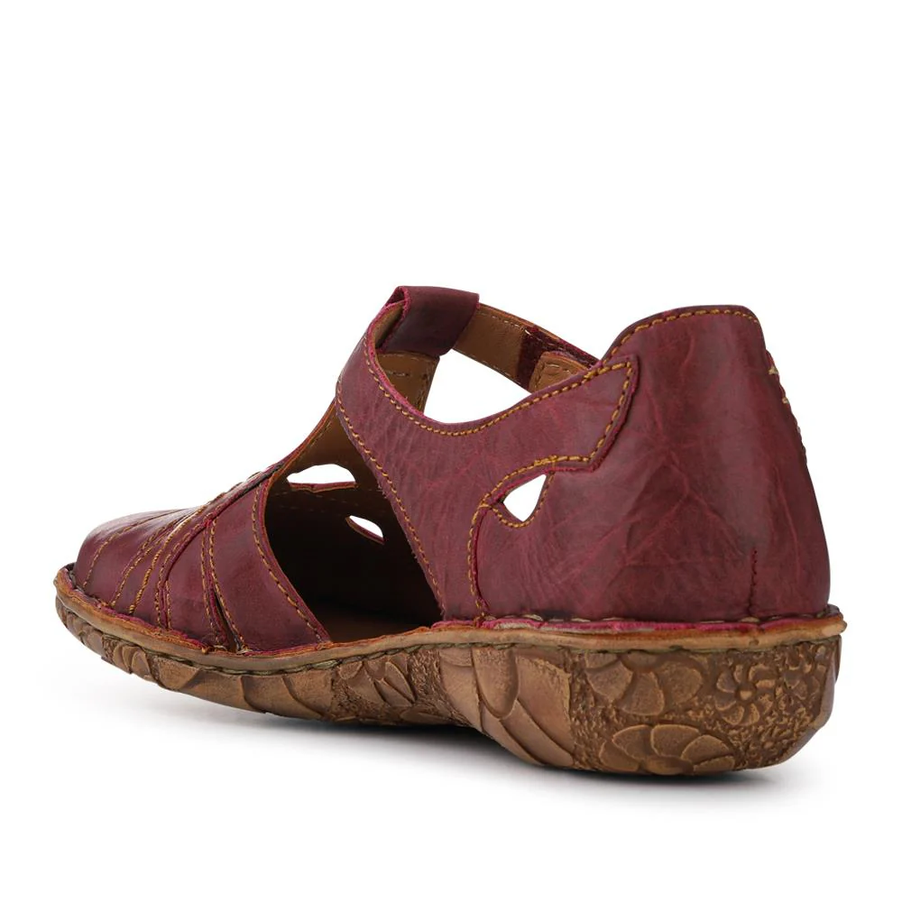 Enclosed-Heel Leather Sandals - JOSEF41518 / 327 245 - Burgundy - Image 3
