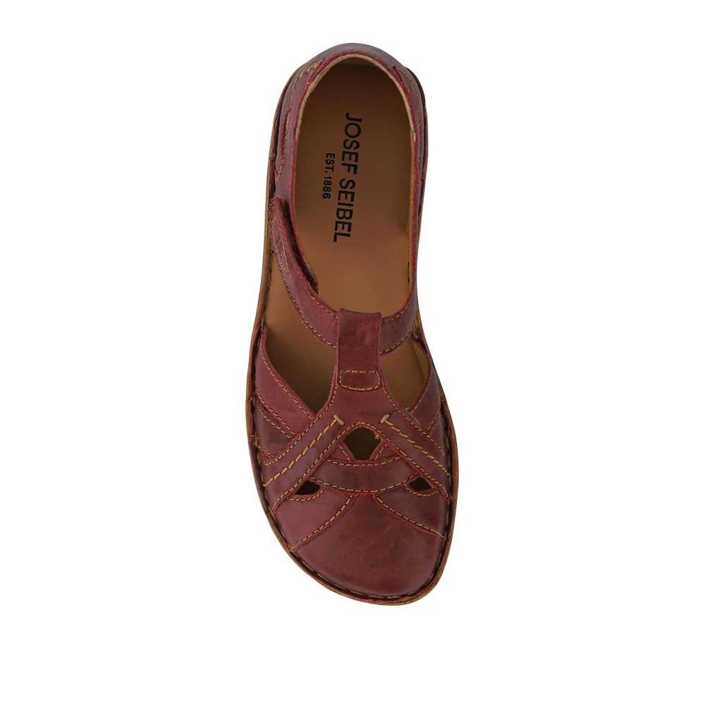Enclosed-Heel Leather Sandals - JOSEF41518 / 327 245 - Burgundy - Image 4