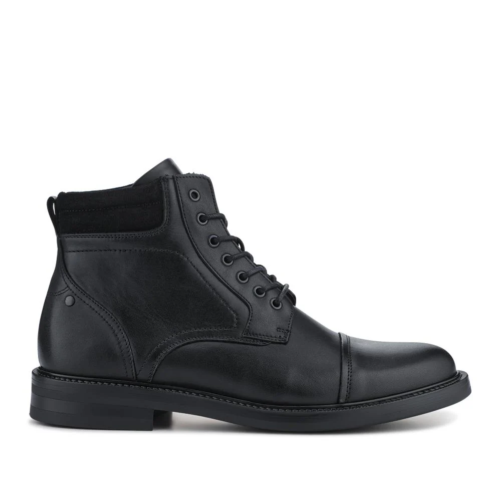 Eugene Leather Lace-Up Boots With Padded Cuff - EUGENE / 328 502 - Black - Image 2