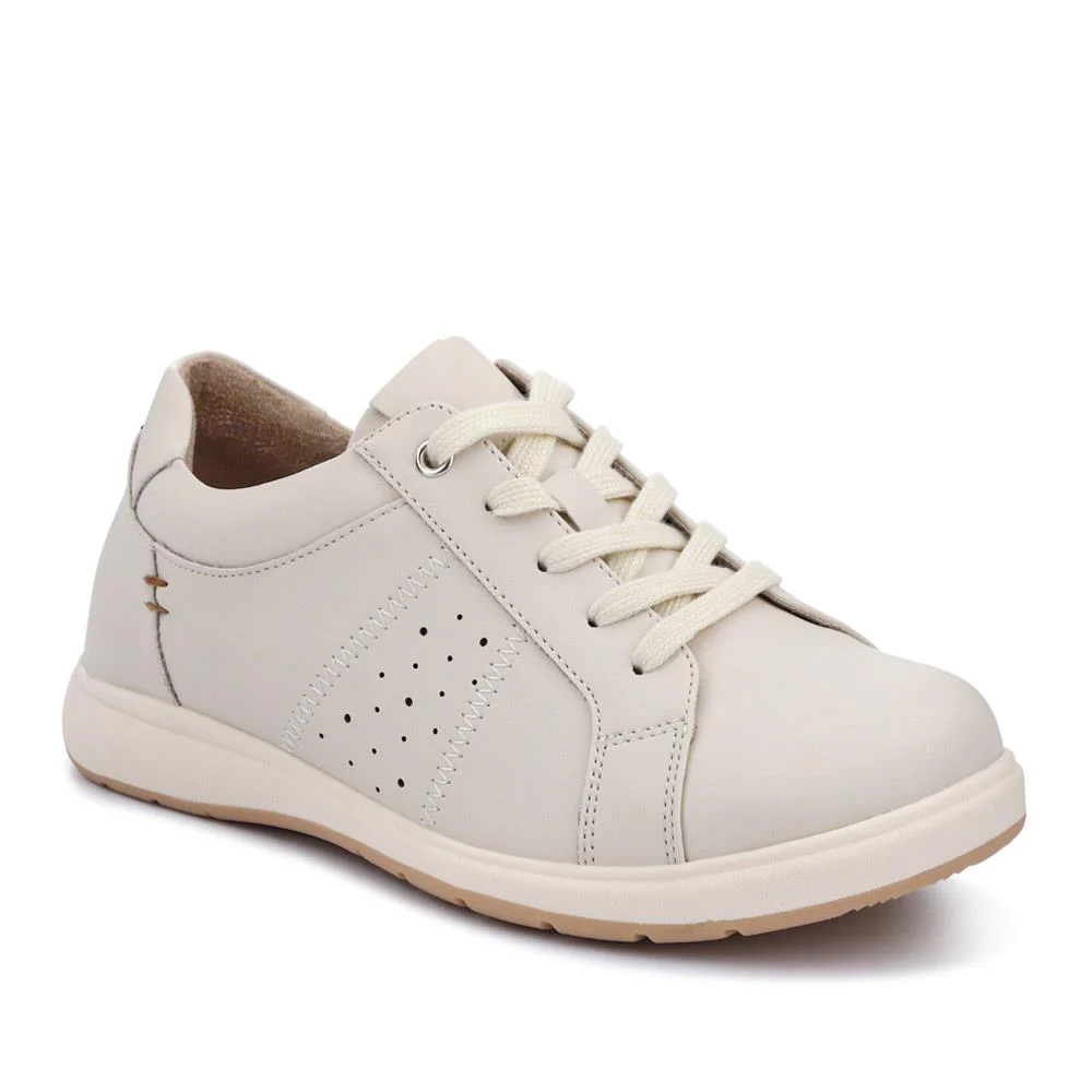 Extra-Wide Casual Lace-Up Shoes - BEANKA / 327 154 - Off White