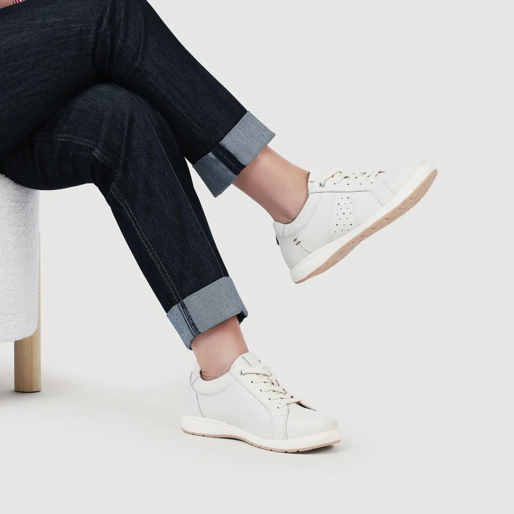 Extra-Wide Casual Lace-Up Shoes - BEANKA / 327 154 - Off White - Image 5
