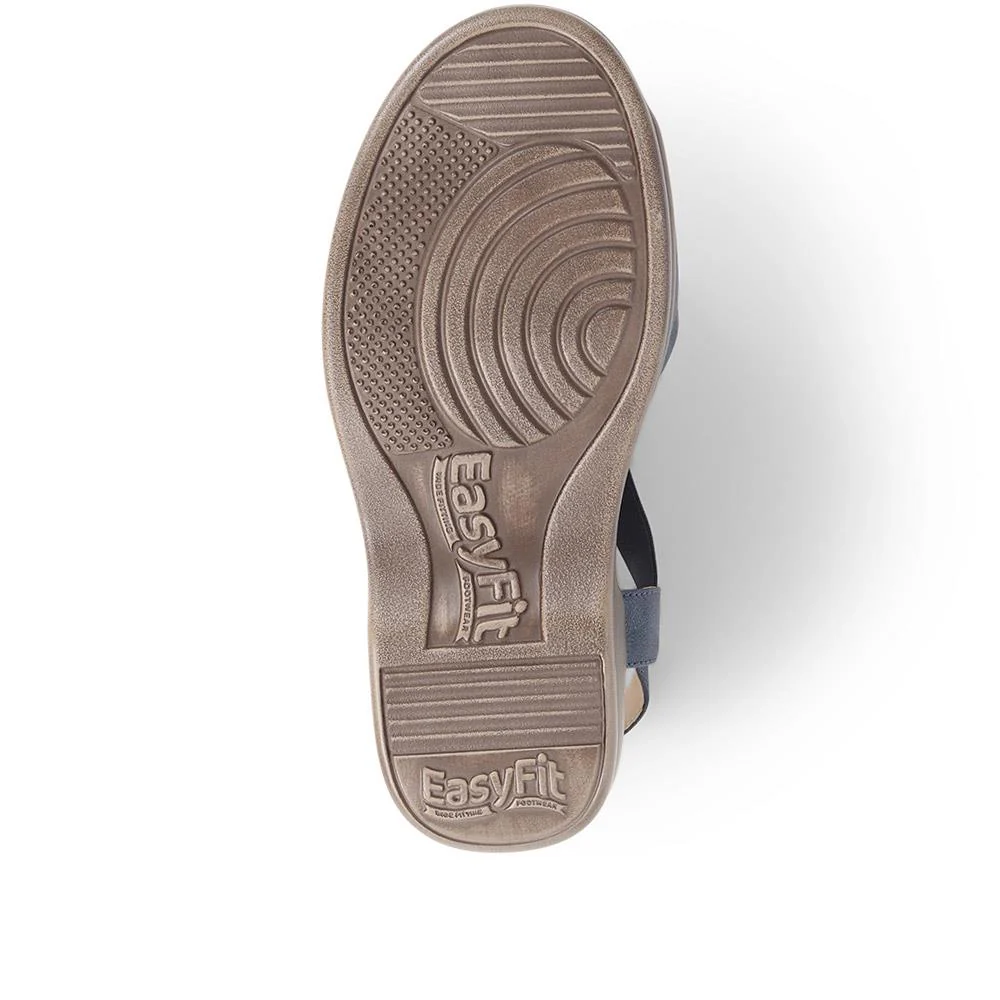 Extra-Wide Elasticated Sandals  - CAROLA / 325 591 - Navy - Image 4