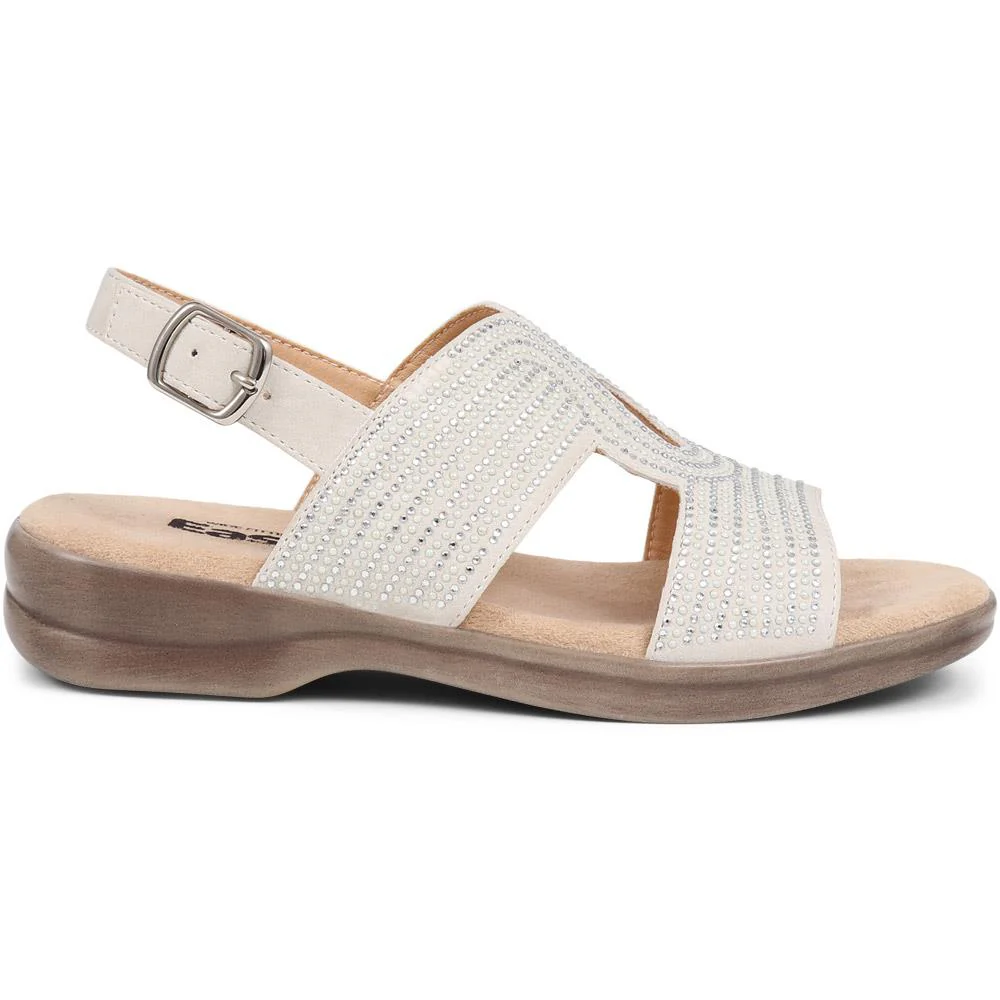 Extra-Wide Embellished Sandals - BETHA / 325 640 - White - Image 2