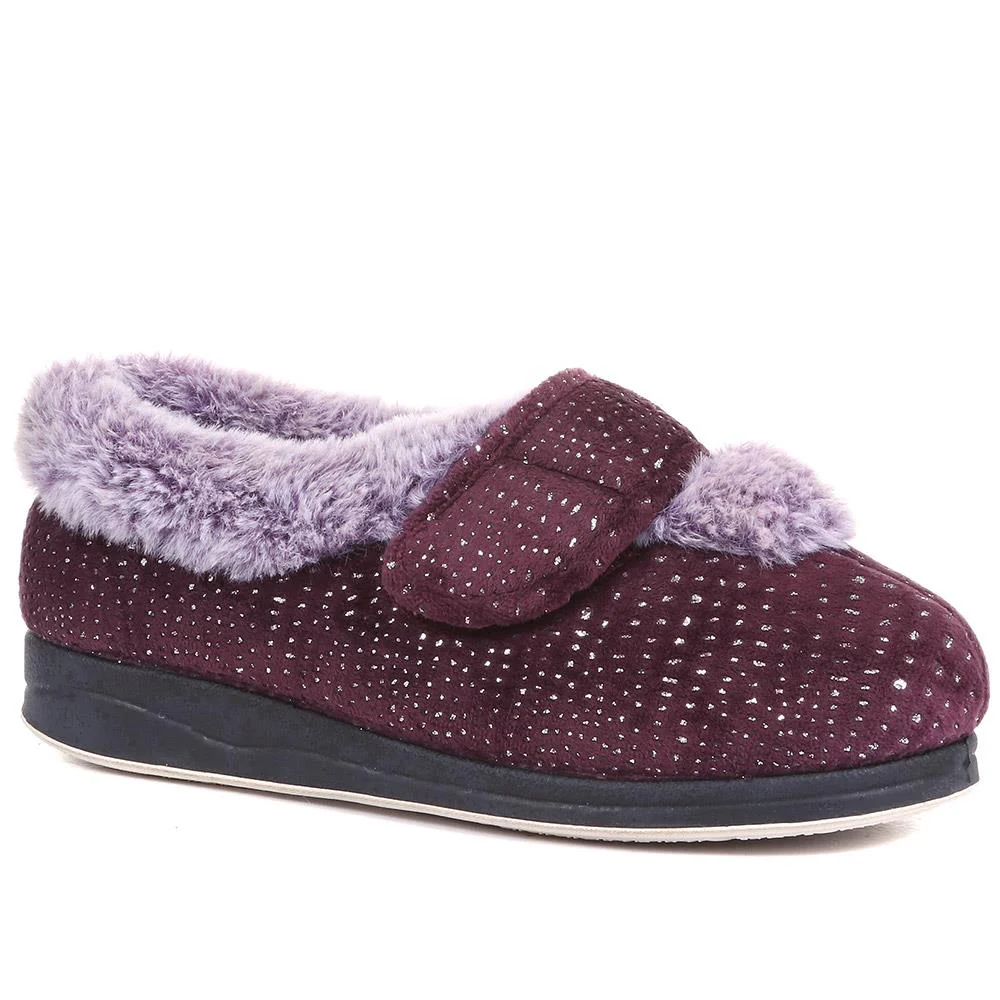 Extra-Wide Fit Cosy Slippers - CELENE / 322 481 - Plum