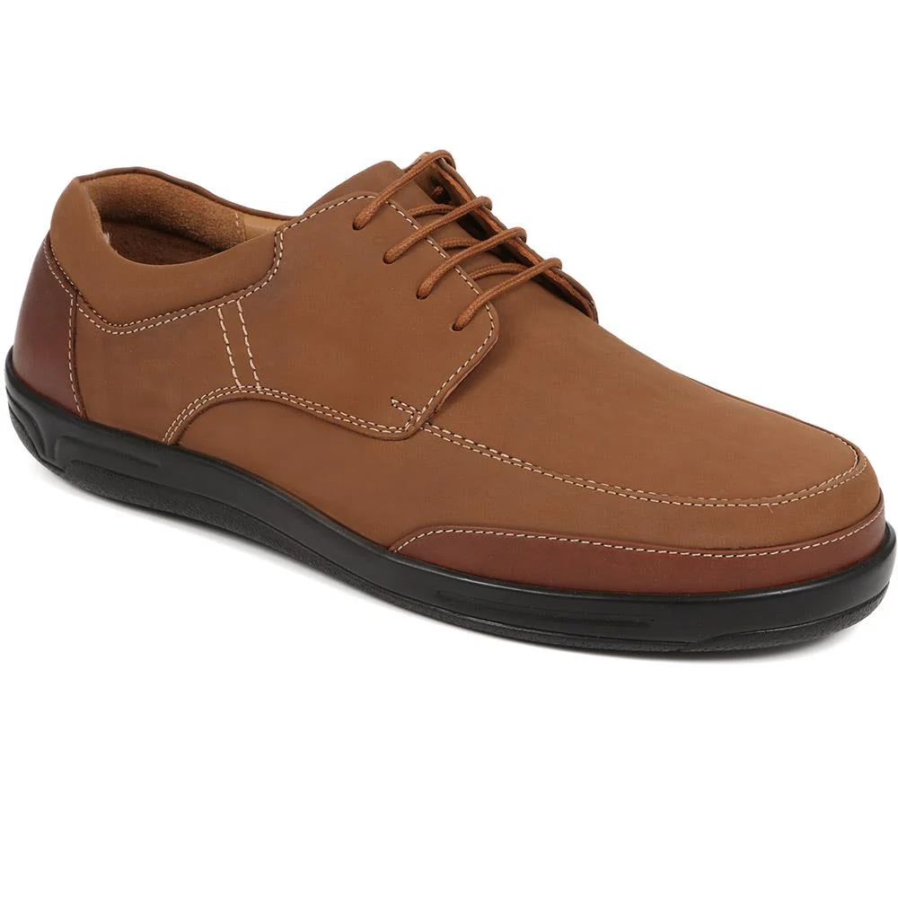 Extra Wide Fit Leather Lace-up Shoes - PAULO / 323 744 - Taupe