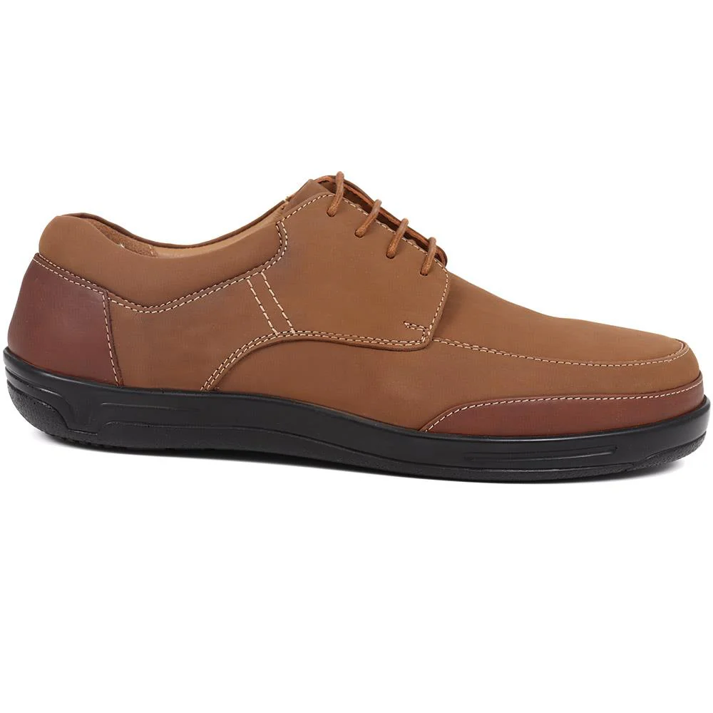 Extra Wide Fit Leather Lace-up Shoes - PAULO / 323 744 - Taupe - Image 2