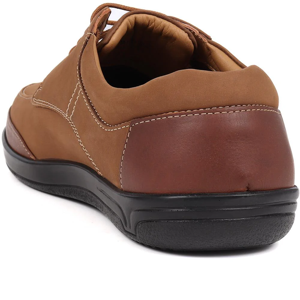 Extra Wide Fit Leather Lace-up Shoes - PAULO / 323 744 - Taupe - Image 3