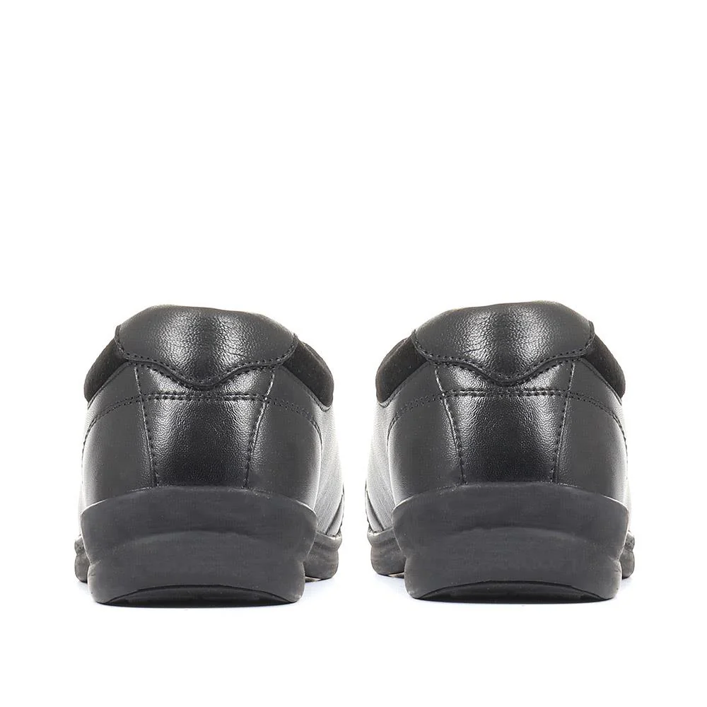 Extra Wide Leather Lace Up Shoes - LILLIE / 321 152 - Black - Image 3