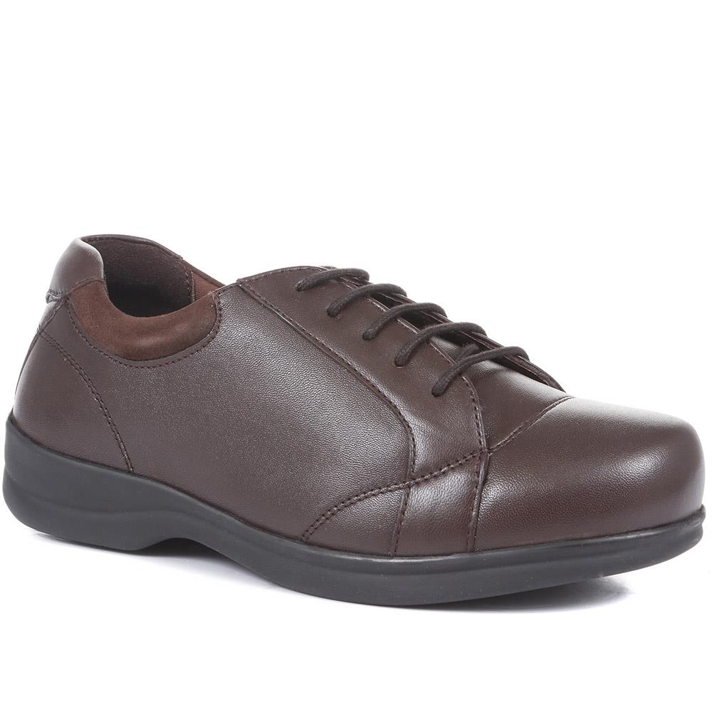 Extra Wide Leather Lace Up Shoes - LILLIE / 321 152 - Brown