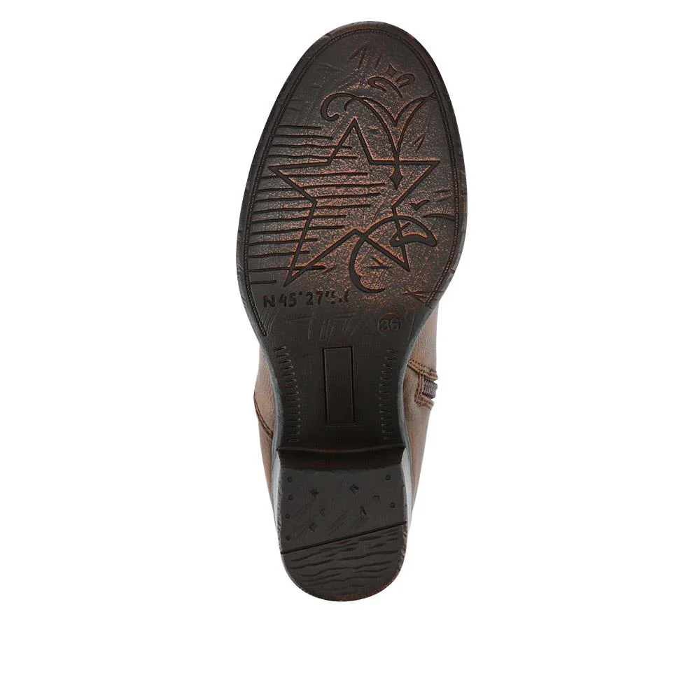 Fabric-Cuff Block-Heeled Long Boots - WOIL40025 / 326 605 - Brown - Image 5
