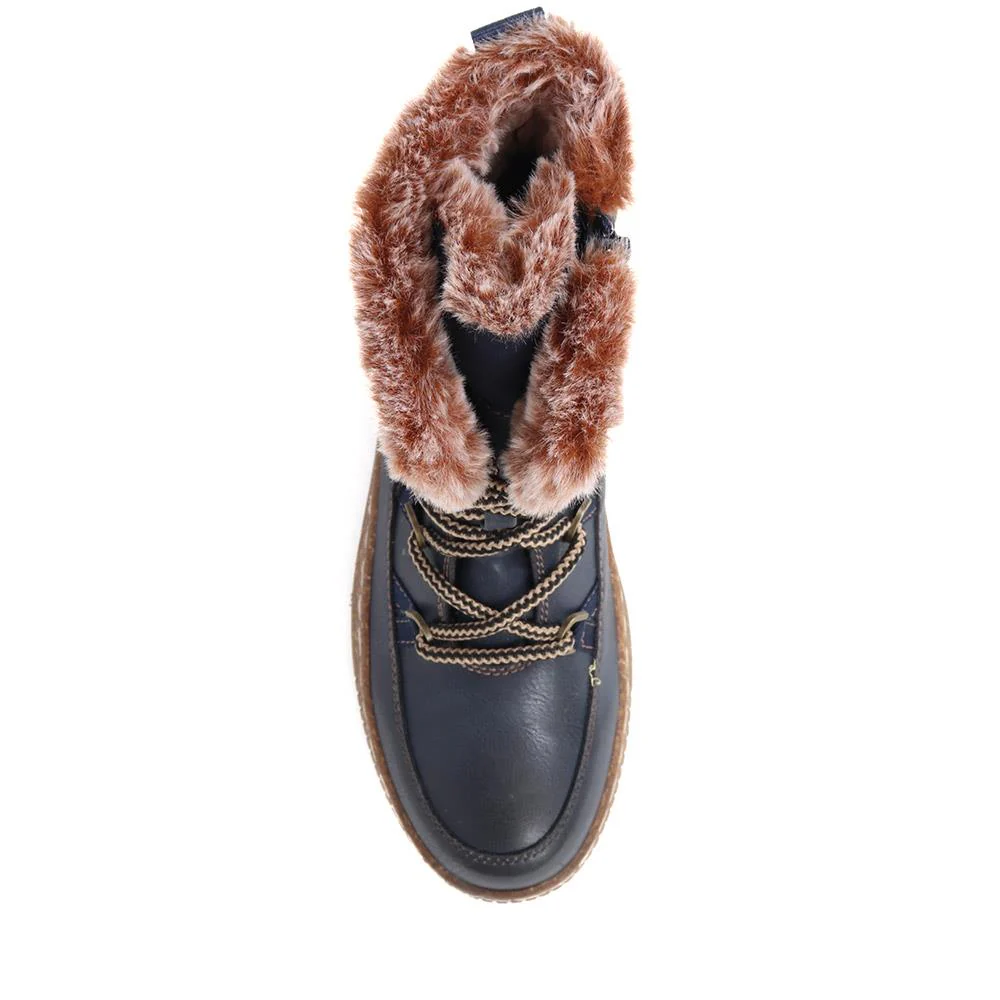 Faux-Fur Weather Boots - WOIL38034 / 324 570 - Navy - Image 5