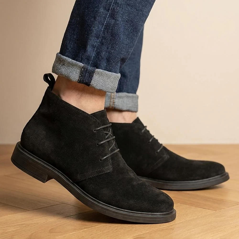 Favian Leather Lace Up Chukka Boots - FAVIAN / 330 216 - Black Suede - Image 2