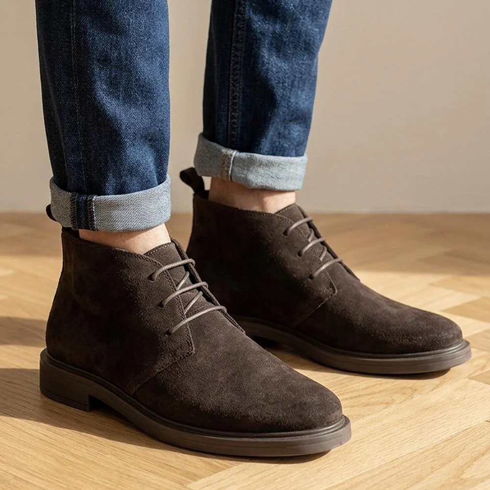 Favian Leather Lace Up Chukka Boots - FAVIAN / 330 216 - Dark Brown Suede - Image 2