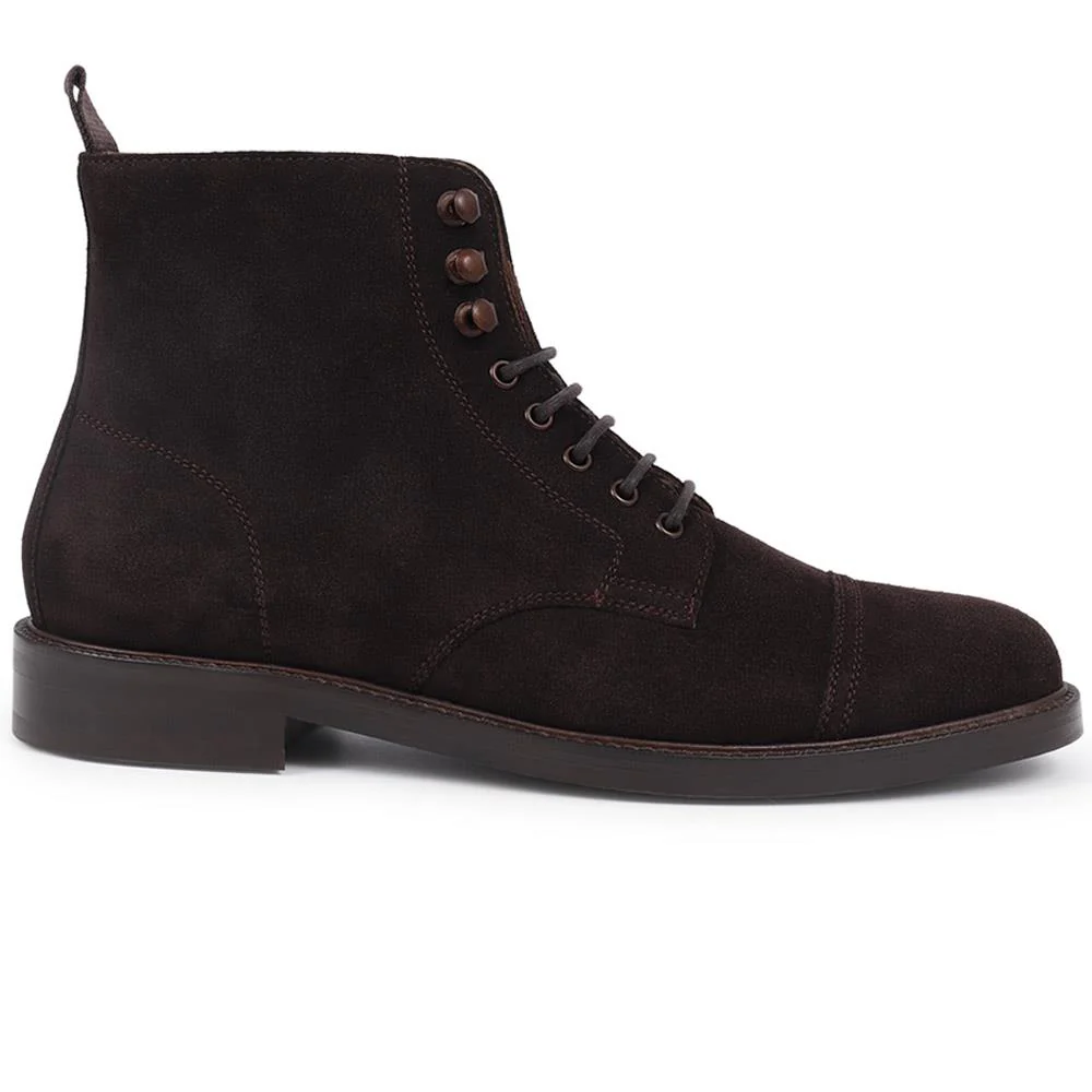 Finch Leather Lace-Up Boots - FINCH / 325 742 - Dark Brown Suede - Image 2