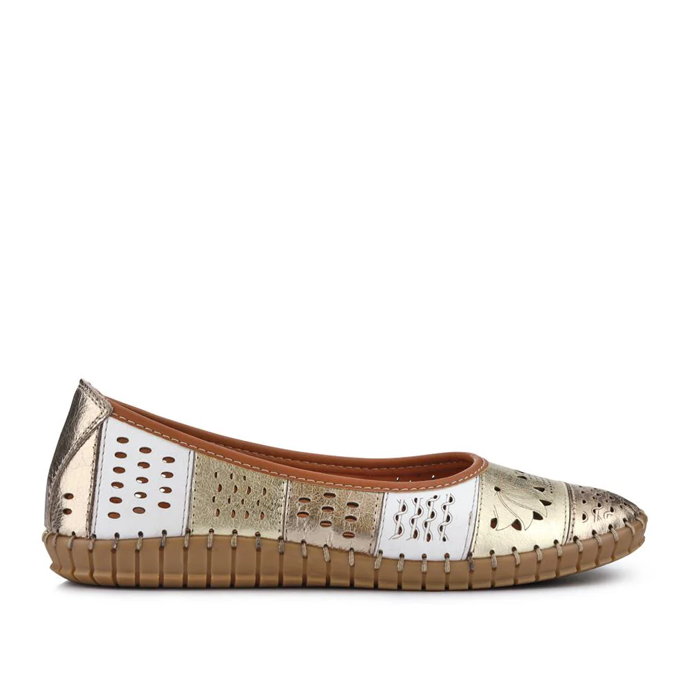 Flat Leather Ballerina Shoes - BELMETIN31009 / 317 955 - Metallic - Image 2