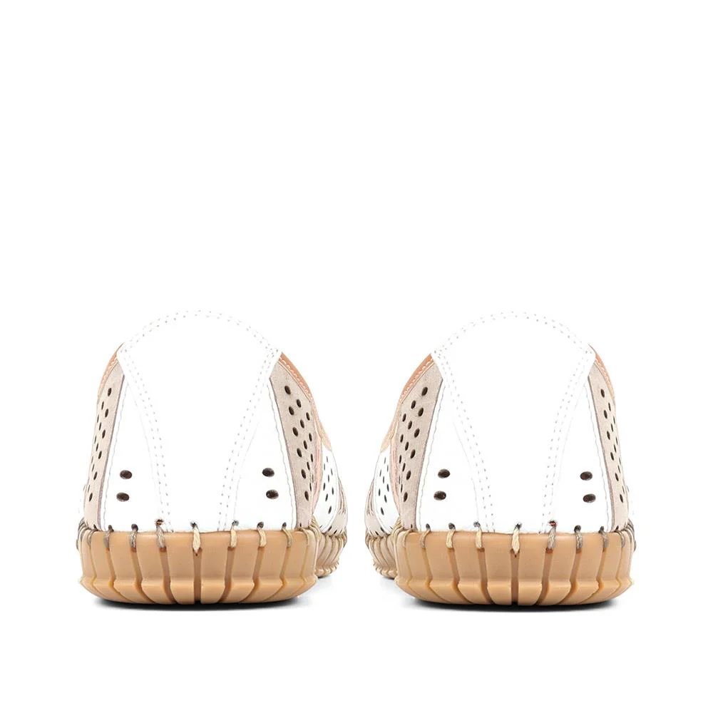 Flat Leather Ballerina Shoes - BELMETIN31009 / 317 955 - Natural Multi - Image 3