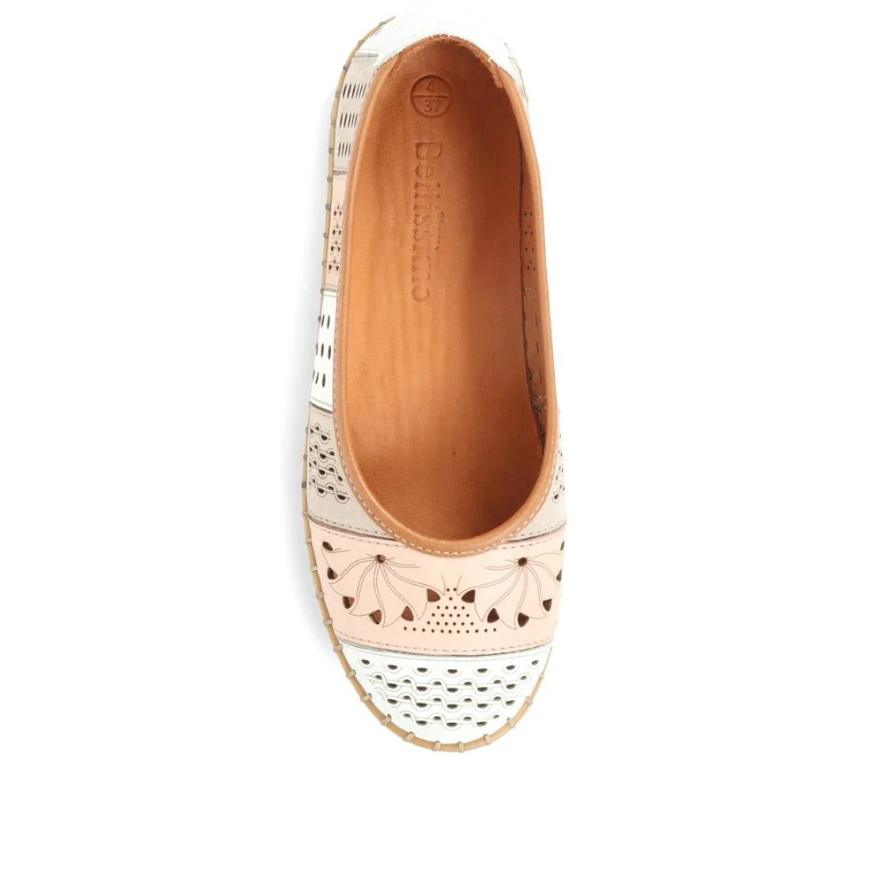 Flat Leather Ballerina Shoes - BELMETIN31009 / 317 955 - Natural Multi - Image 4
