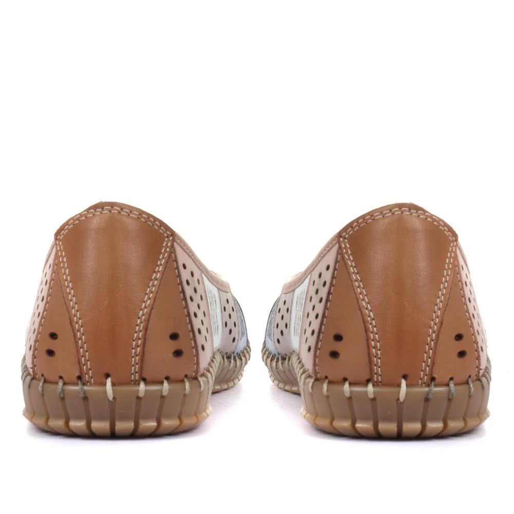 Flat Leather Ballerina Shoes - BELMETIN31009 / 317 955 - Tan Multi - Image 5