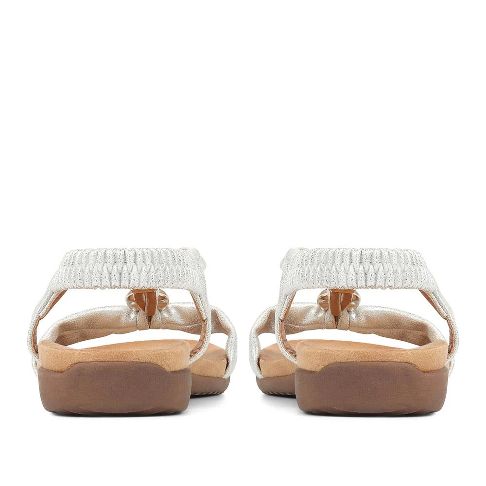 Flat Strappy Sandals - BAIZH29006 / 314 963 - White-Silver - Image 4