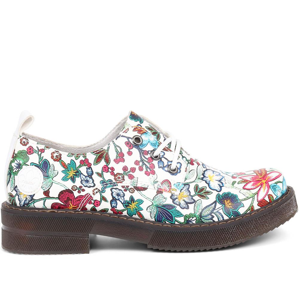 Floral Lace Up Brogues - RKR37511 / 323 715 - White Floral - Image 2