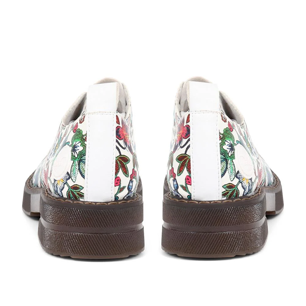 Floral Lace Up Brogues - RKR37511 / 323 715 - White Floral - Image 3